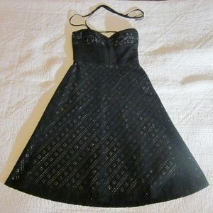 Whbm Black Eyelet Halter Lined 100% Cotton Nwot